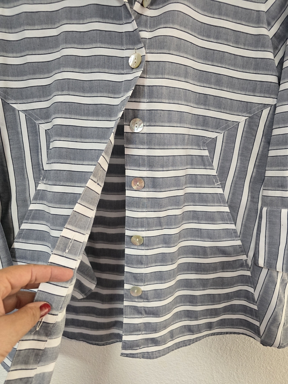John Mark Blue and White Striped Button Shirt - Picture 4 of 13